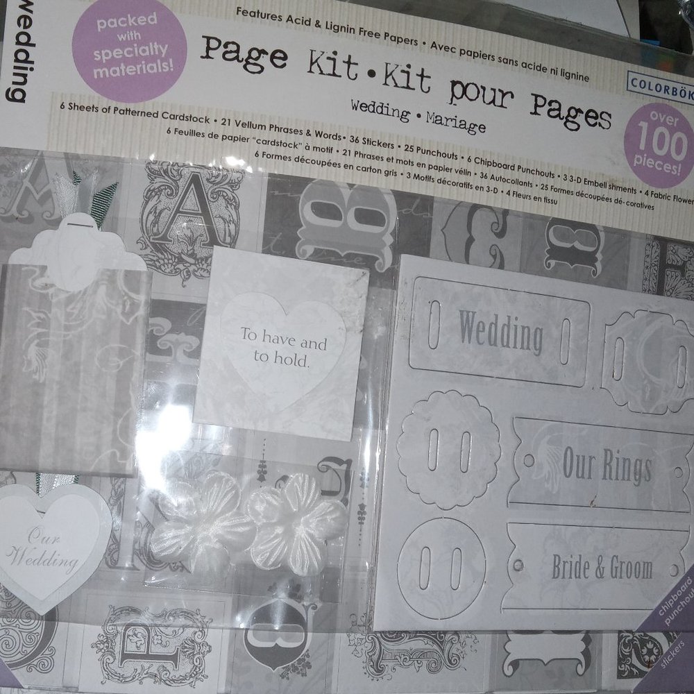 NEW Colorbok Wedding Scrapbook Page Kit over 100 pieces